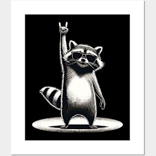 Retro Raccoon Rock and Roll Music Gift Funny Raccoon Posters and Art